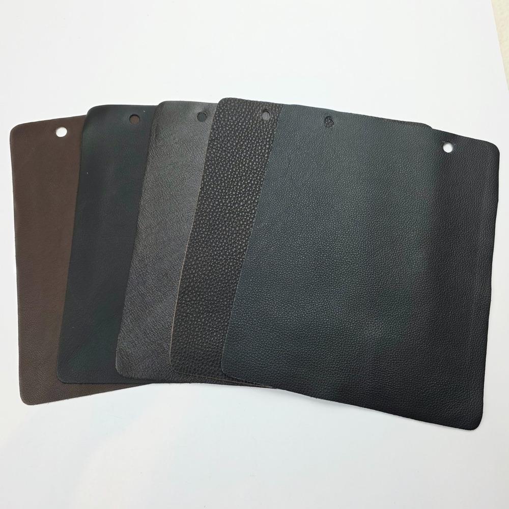 Lot Of 5 Blk Brn Leather Sample Upholstery Swatches for Bookbinding Bags Wallet